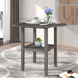 TOPMAX Farmhouse Round Counter Height Kitchen Dining Table with Drop Leaf and One Shelf for Small Places