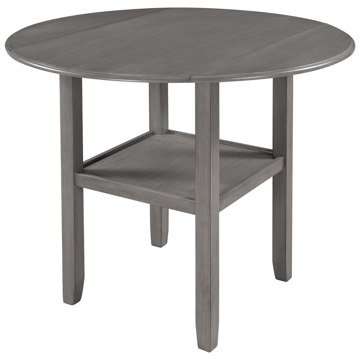 TOPMAX Farmhouse Round Counter Height Kitchen Dining Table with Drop Leaf and One Shelf for Small Places