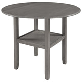 TOPMAX Farmhouse Round Counter Height Kitchen Dining Table with Drop Leaf and One Shelf for Small Places