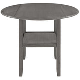 TOPMAX Farmhouse Round Counter Height Kitchen Dining Table with Drop Leaf and One Shelf for Small Places