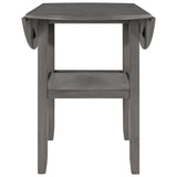 TOPMAX Farmhouse Round Counter Height Kitchen Dining Table with Drop Leaf and One Shelf for Small Places