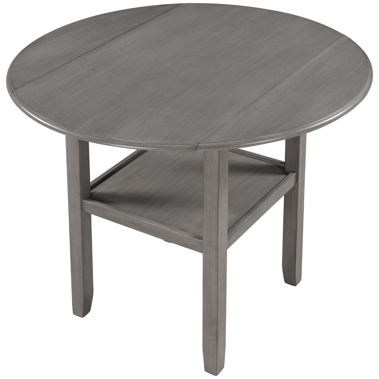 TOPMAX Farmhouse Round Counter Height Kitchen Dining Table with Drop Leaf and One Shelf for Small Places