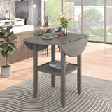 TOPMAX Farmhouse Round Counter Height Kitchen Dining Table with Drop Leaf and One Shelf for Small Places