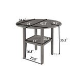 TOPMAX Farmhouse Round Counter Height Kitchen Dining Table with Drop Leaf and One Shelf for Small Places