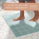 TOWN & COUNTRY EVERYDAY Ultra Plush Solid Tufted Windowpane Bath Mat, Tufted Floor Mat, Non-Slip Backing, Machine Washable
