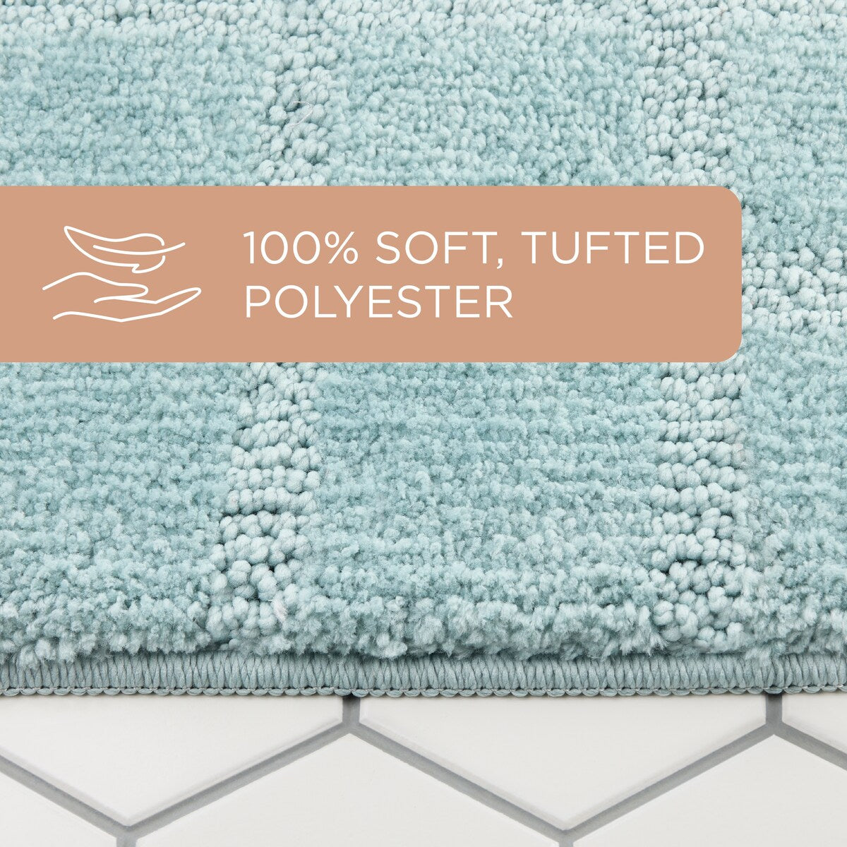 TOWN & COUNTRY EVERYDAY Ultra Plush Solid Tufted Windowpane Bath Mat, Tufted Floor Mat, Non-Slip Backing, Machine Washable