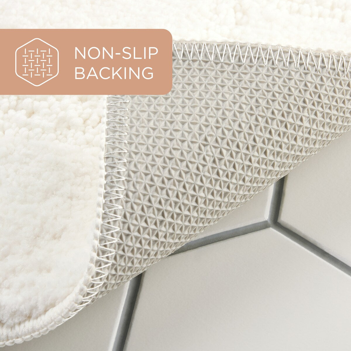 TOWN & COUNTRY EVERYDAY Ultra Plush Solid Tufted Windowpane Bath Mat, Tufted Floor Mat, Non-Slip Backing, Machine Washable