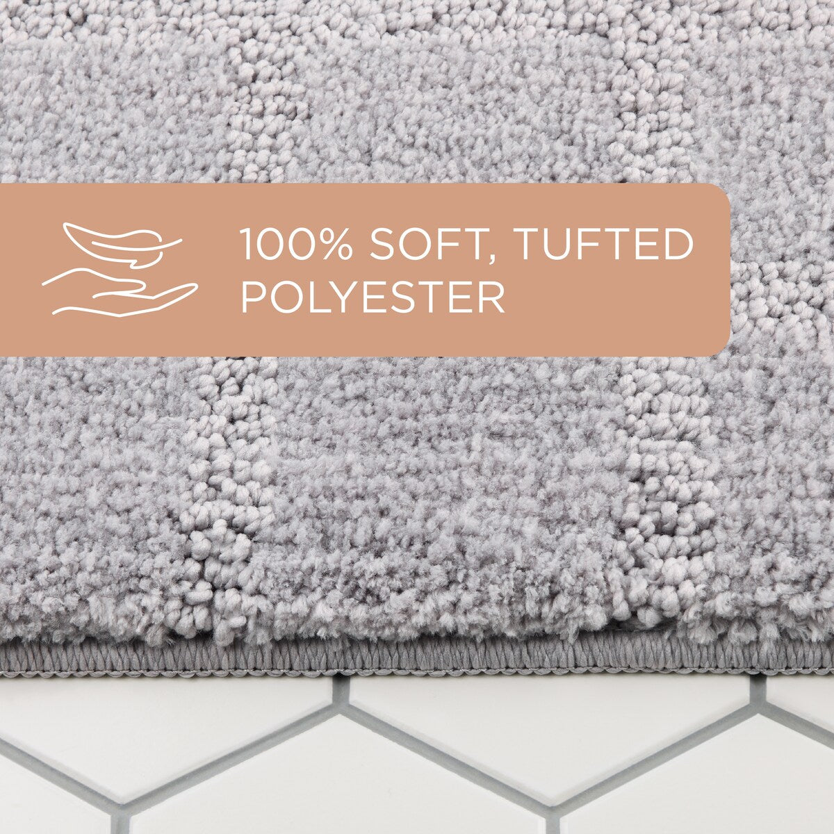 TOWN & COUNTRY EVERYDAY Ultra Plush Solid Tufted Windowpane Bath Mat, Tufted Floor Mat, Non-Slip Backing, Machine Washable