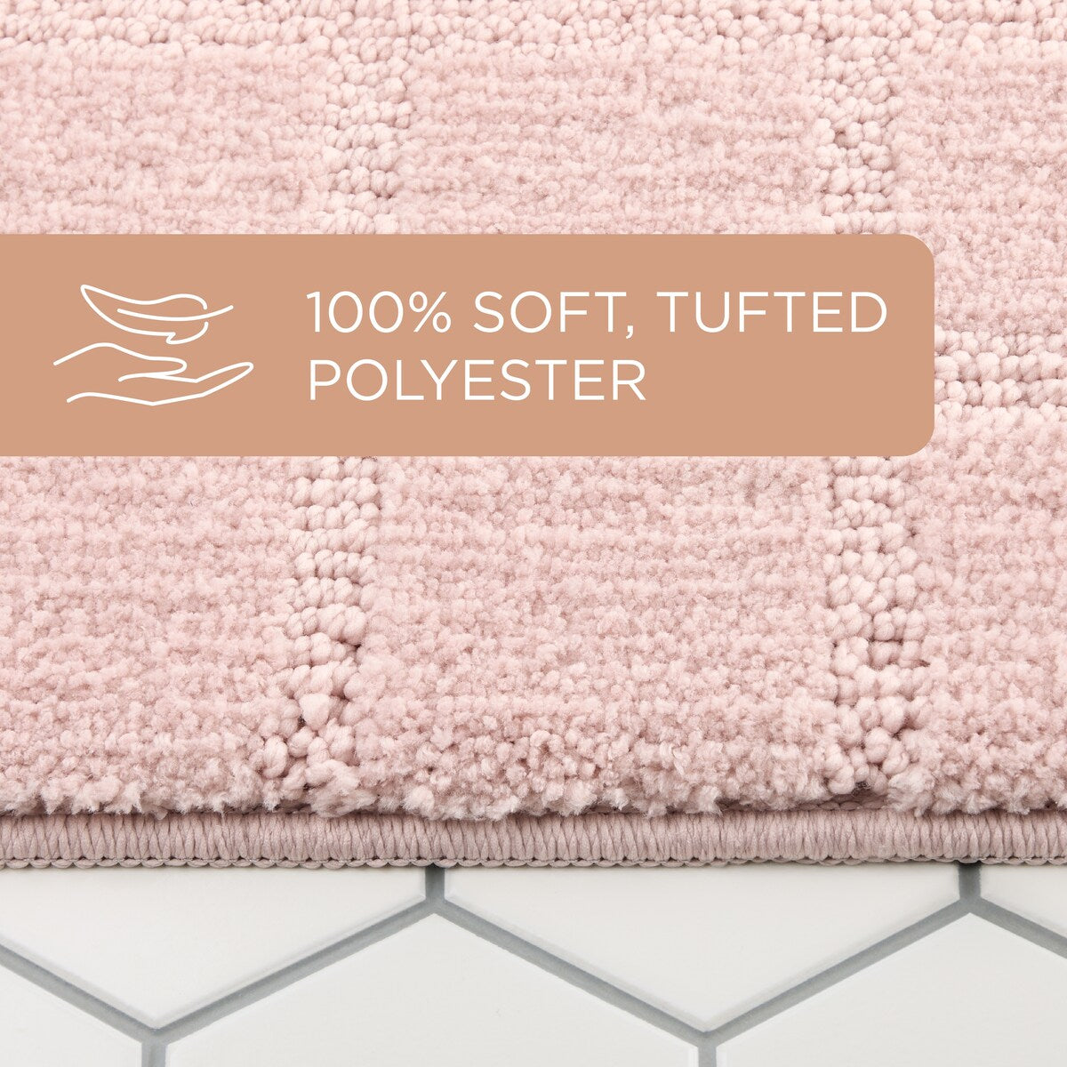 TOWN & COUNTRY EVERYDAY Ultra Plush Solid Tufted Windowpane Bath Mat, Tufted Floor Mat, Non-Slip Backing, Machine Washable