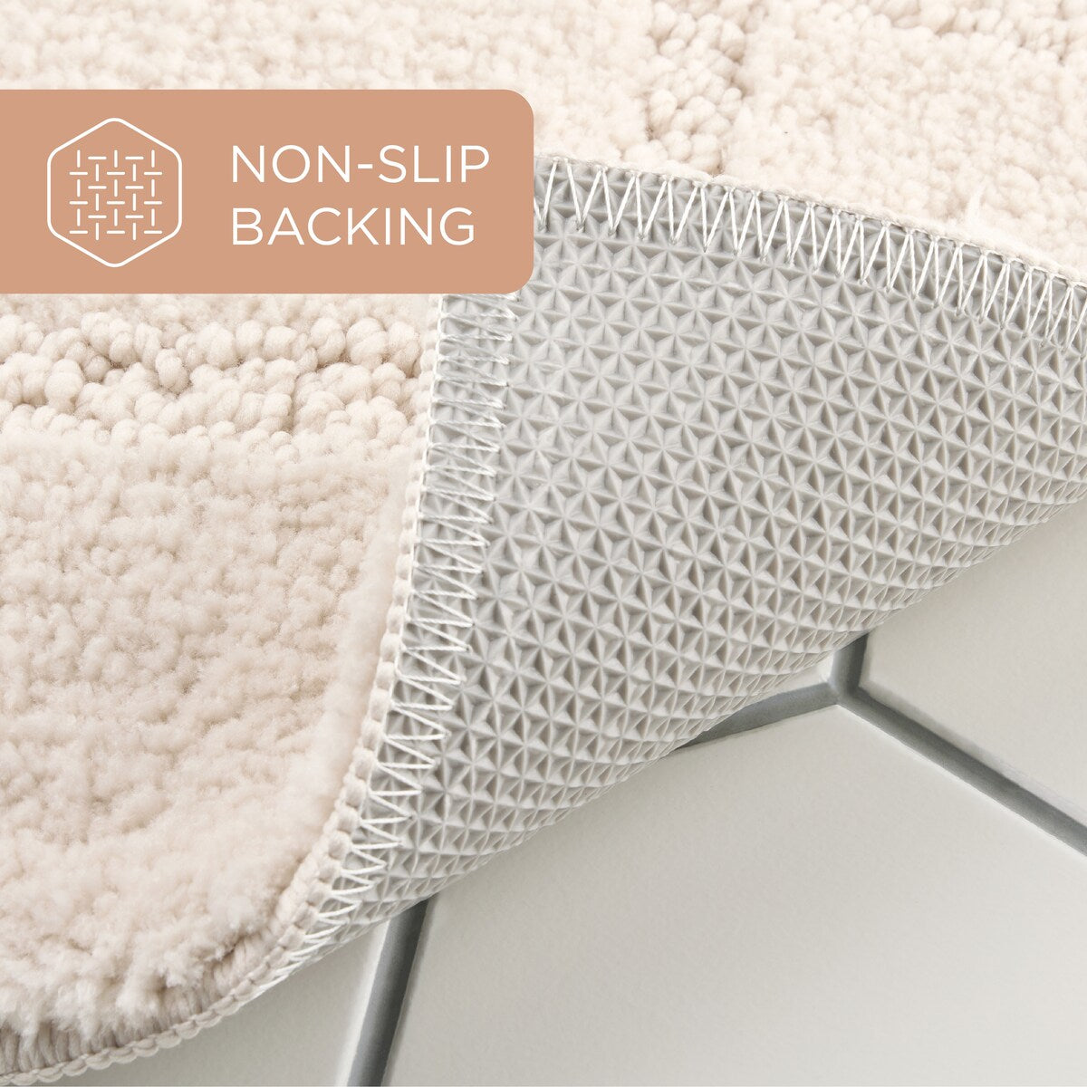 TOWN & COUNTRY EVERYDAY Ultra Plush Solid Tufted Windowpane Bath Mat, Tufted Floor Mat, Non-Slip Backing, Machine Washable