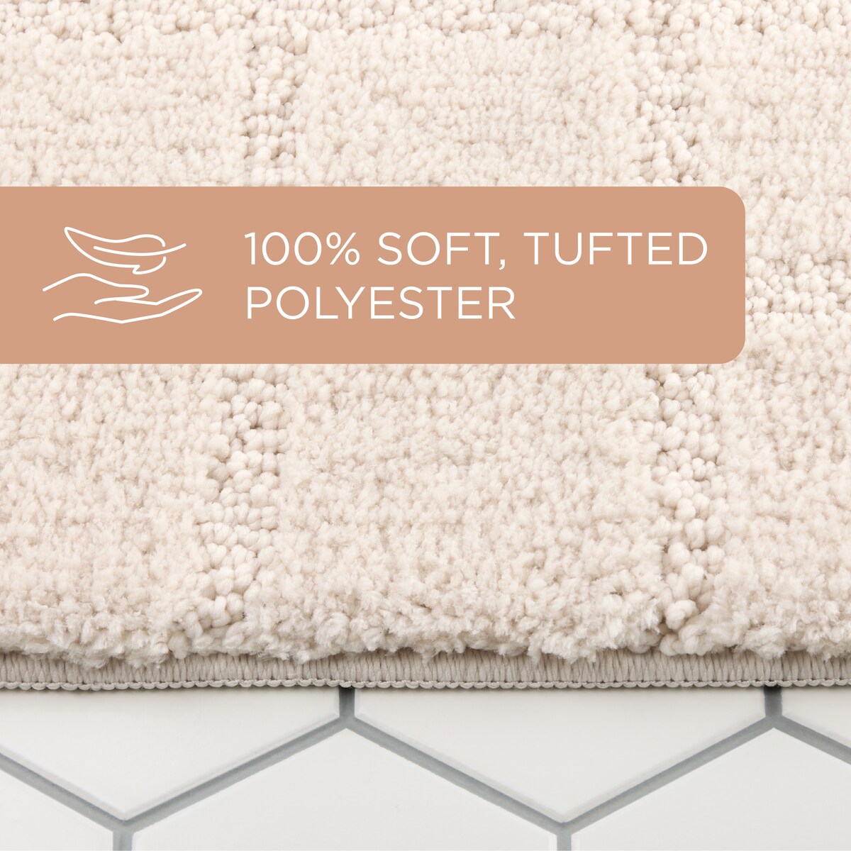 TOWN & COUNTRY EVERYDAY Ultra Plush Solid Tufted Windowpane Bath Mat, Tufted Floor Mat, Non-Slip Backing, Machine Washable
