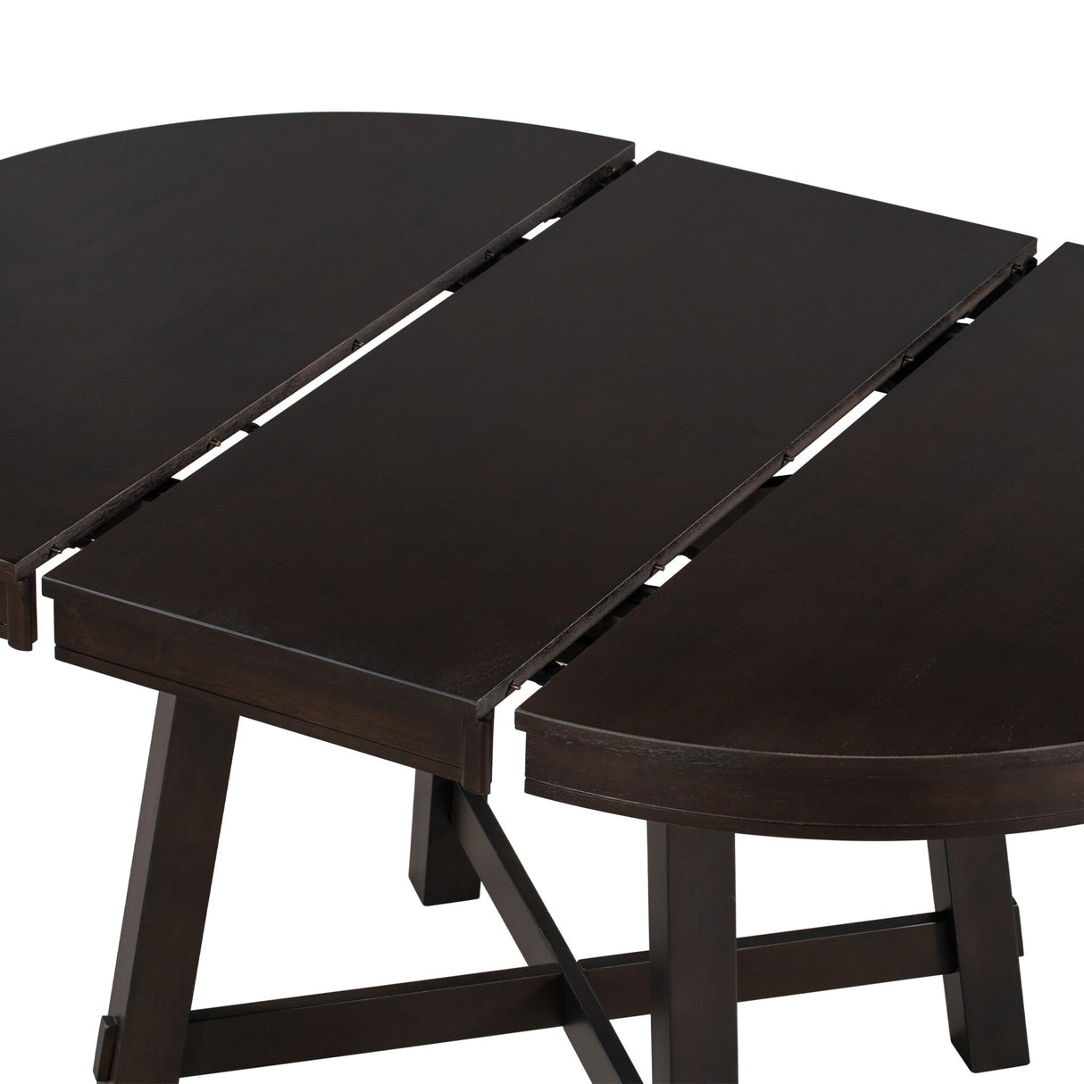 TREXM Farmhouse Round Extendable Dining Table with 16" Leaf Wood Kitchen Table