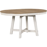 TREXM Farmhouse Round Extendable Dining Table with 16" Leaf Wood Kitchen Table