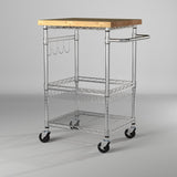 TRINITY EcoStorage® Bamboo Kitchen Cart, Chrome
