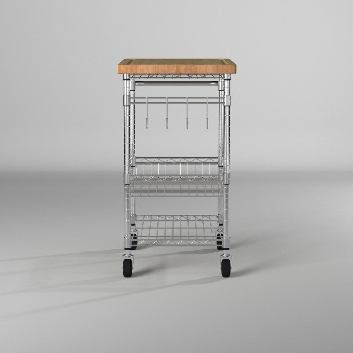 TRINITY EcoStorage® Bamboo Kitchen Cart, Chrome