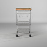 TRINITY EcoStorage® Bamboo Kitchen Cart, Chrome