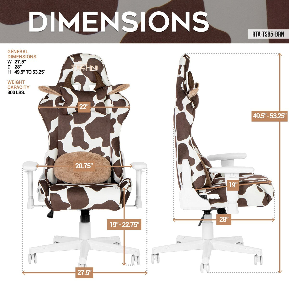 TS85 COW Print LUXX Series Gaming Chair