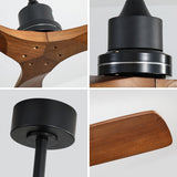 TT 52in Outdoor Farmhouse Ceiling Fan with Remote Carved Wood Fan Blade Reversible Motor - Walnut and Matte Black