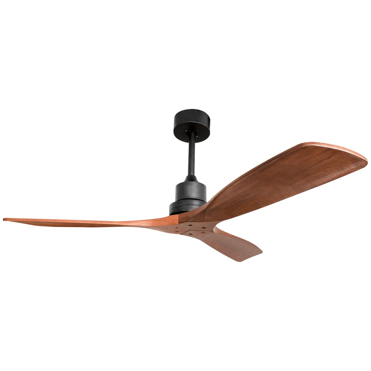 TT 52in Outdoor Farmhouse Ceiling Fan with Remote Carved Wood Fan Blade Reversible Motor - Walnut and Matte Black