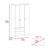 TUHOME Austral 3 Door Armoire with Drawers, Shelves, and Hanging Rod - N/A