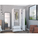 TUHOME Austral 3 Door Armoire with Drawers, Shelves, and Hanging Rod - N/A