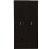TUHOME Austral 3 Door Armoire with Drawers, Shelves, and Hanging Rod - N/A