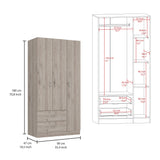 TUHOME Austral 3 Door Armoire with Drawers, Shelves, and Hanging Rod - N/A