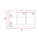 TUHOME Juniper Kitchen Island with Large Top Surface, Double Door Cabinet, and Open Shelves