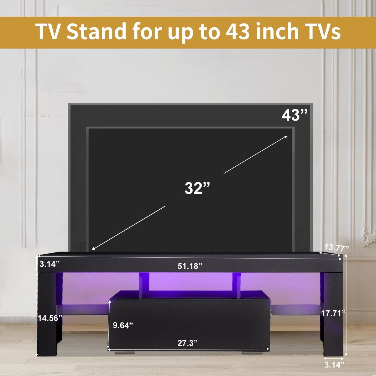 TV Media Console Entertainment Center with Drawer
