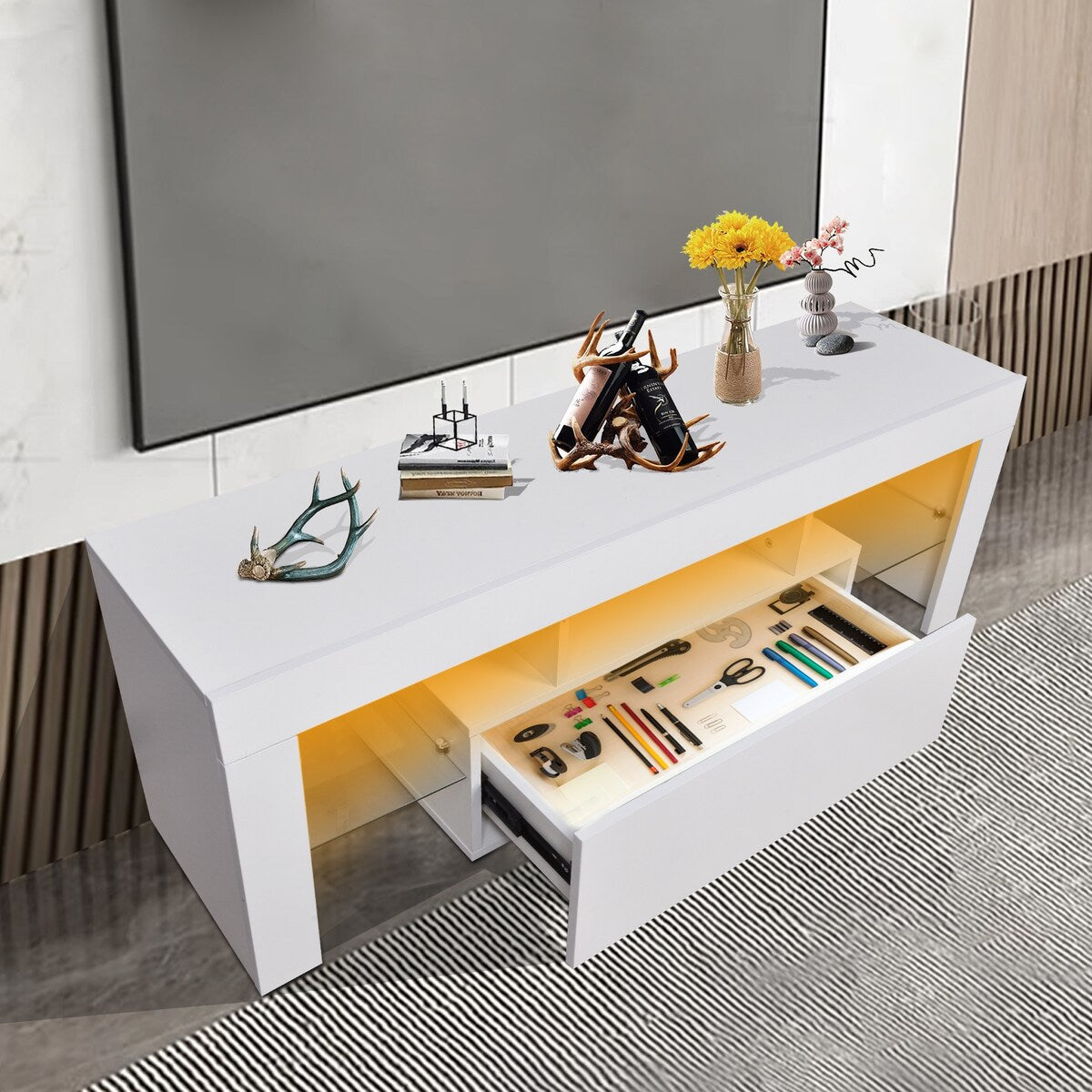 TV Media Console Entertainment Center with Drawer