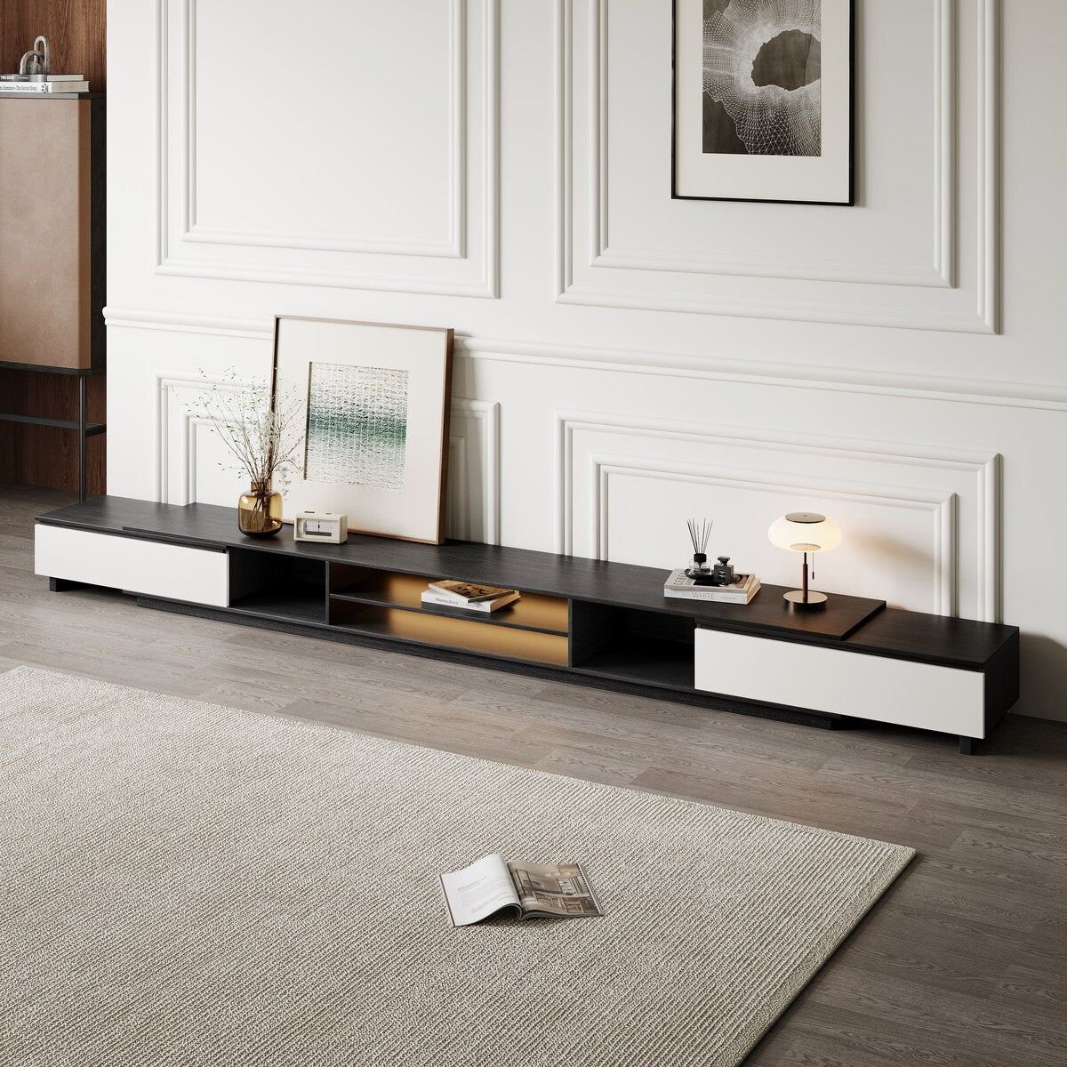 TV Stand and Coffee Table Set of 2, TV Stand for TVs Up to 78'', Rectangle Coffee Table for Living Room - 78.74'' to 98.42''