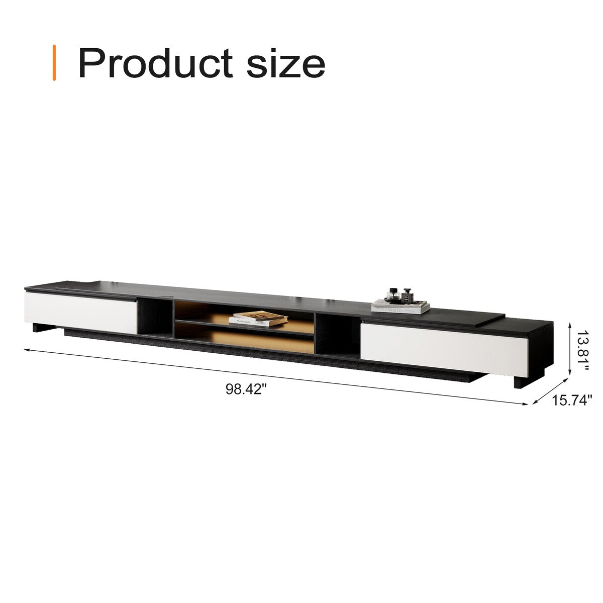 TV Stand and Coffee Table Set of 2, TV Stand for TVs Up to 78'', Rectangle Coffee Table for Living Room - 78.74'' to 98.42''