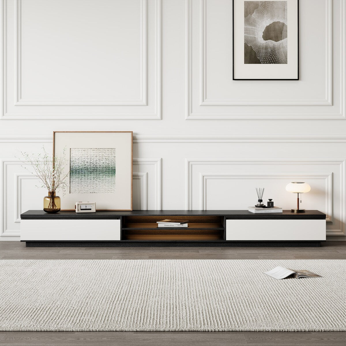 TV Stand and Coffee Table Set of 2, TV Stand for TVs Up to 78'', Rectangle Coffee Table for Living Room - 78.74'' to 98.42''