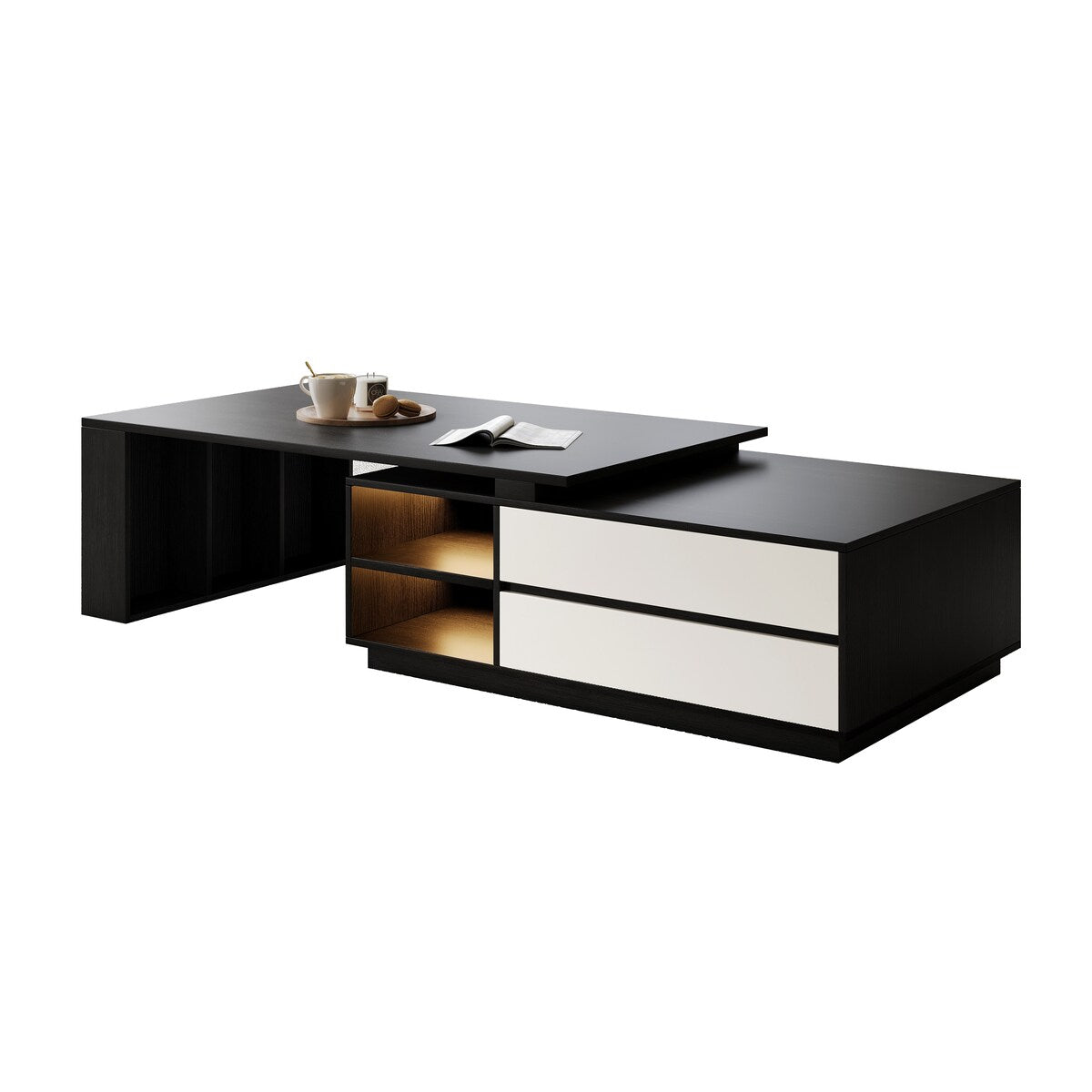 TV Stand and Coffee Table Set of 2, TV Stand for TVs Up to 78'', Rectangle Coffee Table for Living Room - 78.74'' to 98.42''