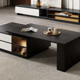 TV Stand and Coffee Table Set of 2, TV Stand for TVs Up to 78'', Rectangle Coffee Table for Living Room - 78.74'' to 98.42''