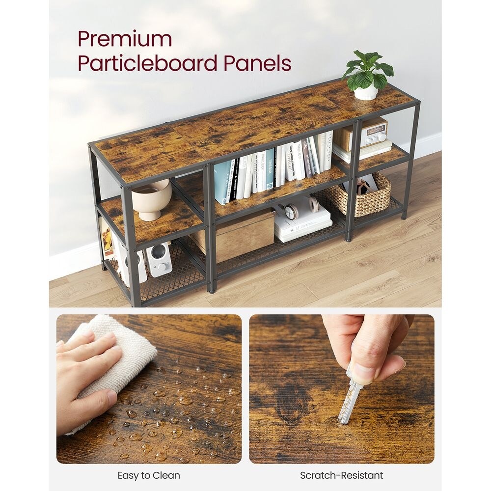 Black Wooden Storage TV Stand for 65 Inch TVs with Shelves and Cabinet - 57.9"L x 15.7"W x 25.6"H