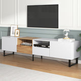 TV Stand with 2 Cabinets and Open Storage Compartment,Media Console Table with Drop Down Door for TVs up to 85"