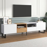 TV Stand with 2 Cabinets and Open Storage Compartment,Media Console Table with Drop Down Door for TVs up to 85"
