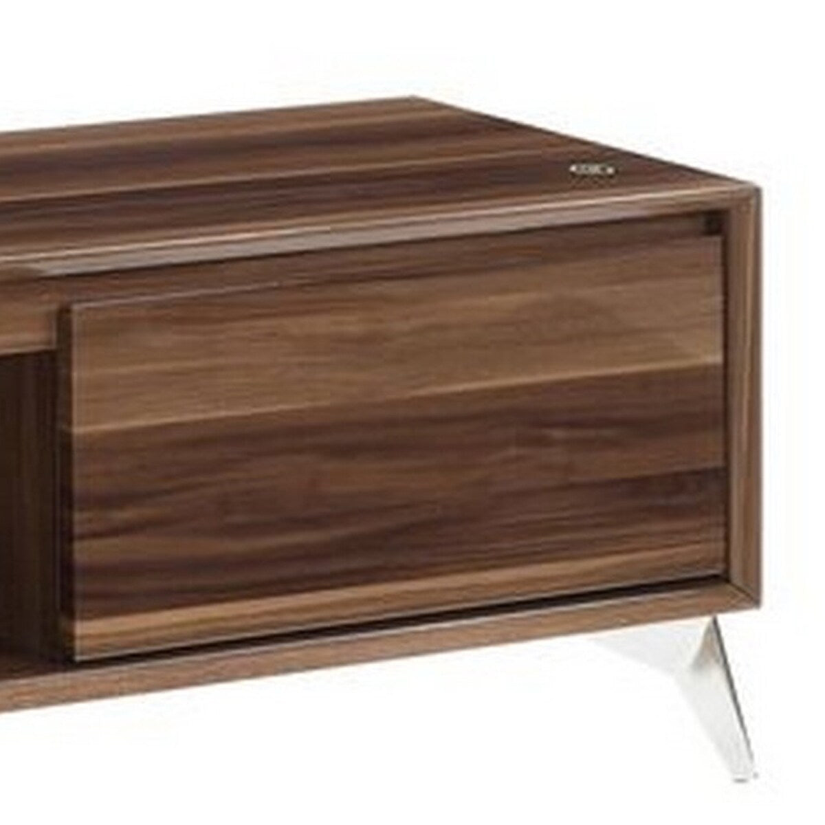TV Stand with 2 Door Storage and LED Touch Light, Brown