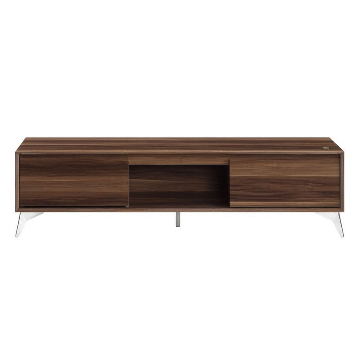 TV Stand with 2 Door Storage and LED Touch Light, Brown