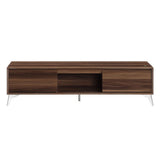 TV Stand with 2 Door Storage and LED Touch Light, Brown