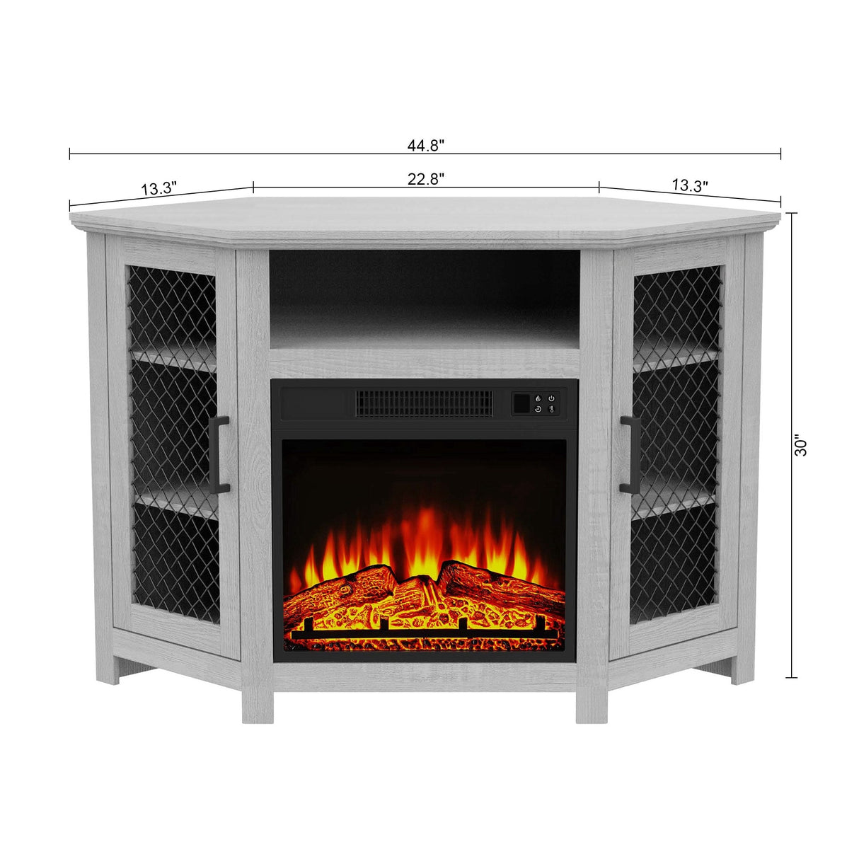 44.8" TV Stand Console with 18" Electric Fireplace and Shelves - N/A