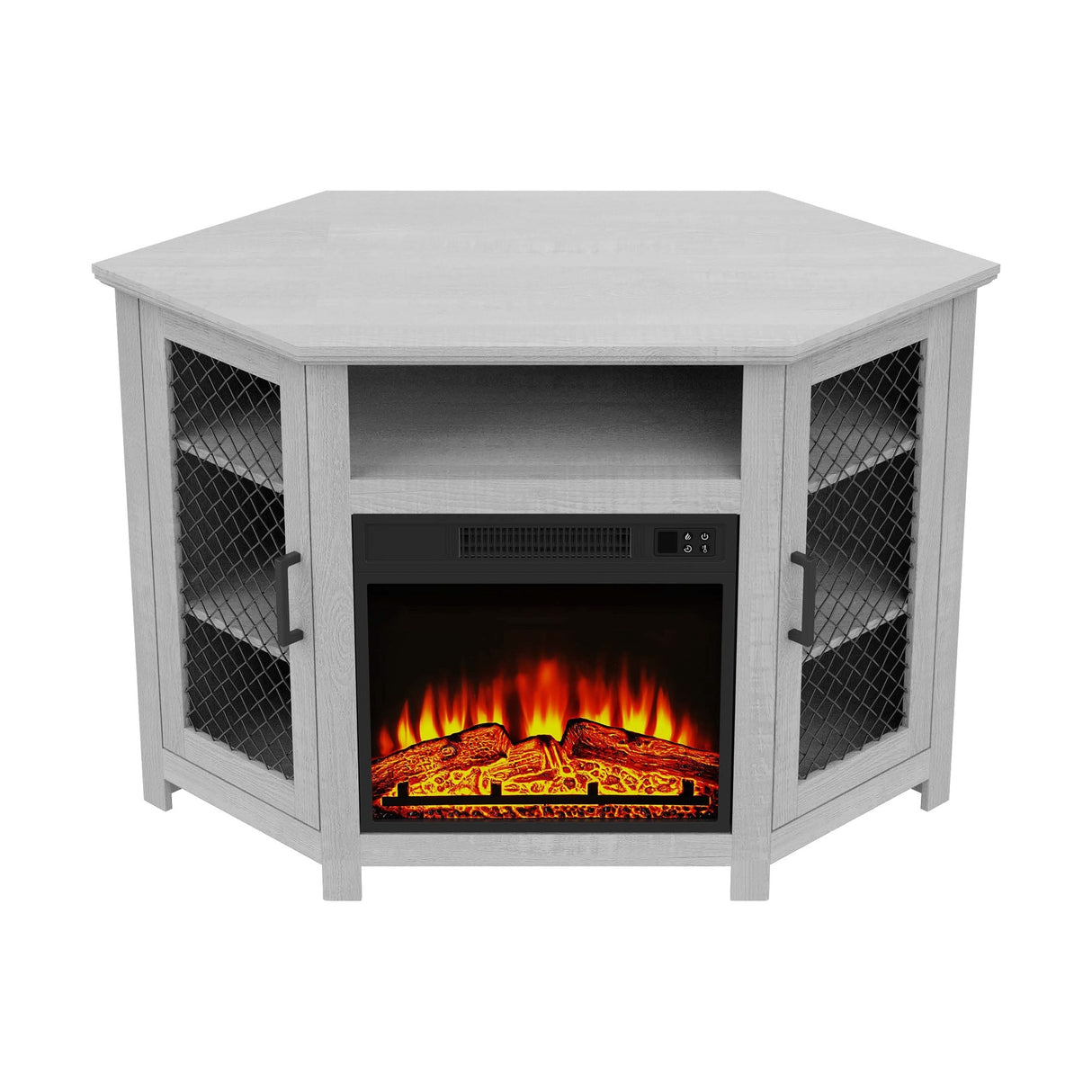 44.8" TV Stand Console with 18" Electric Fireplace and Shelves - N/A