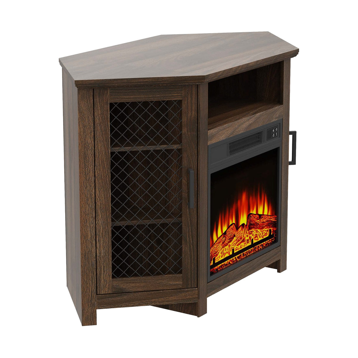 44.8" TV Stand Console with 18" Electric Fireplace and Shelves - N/A