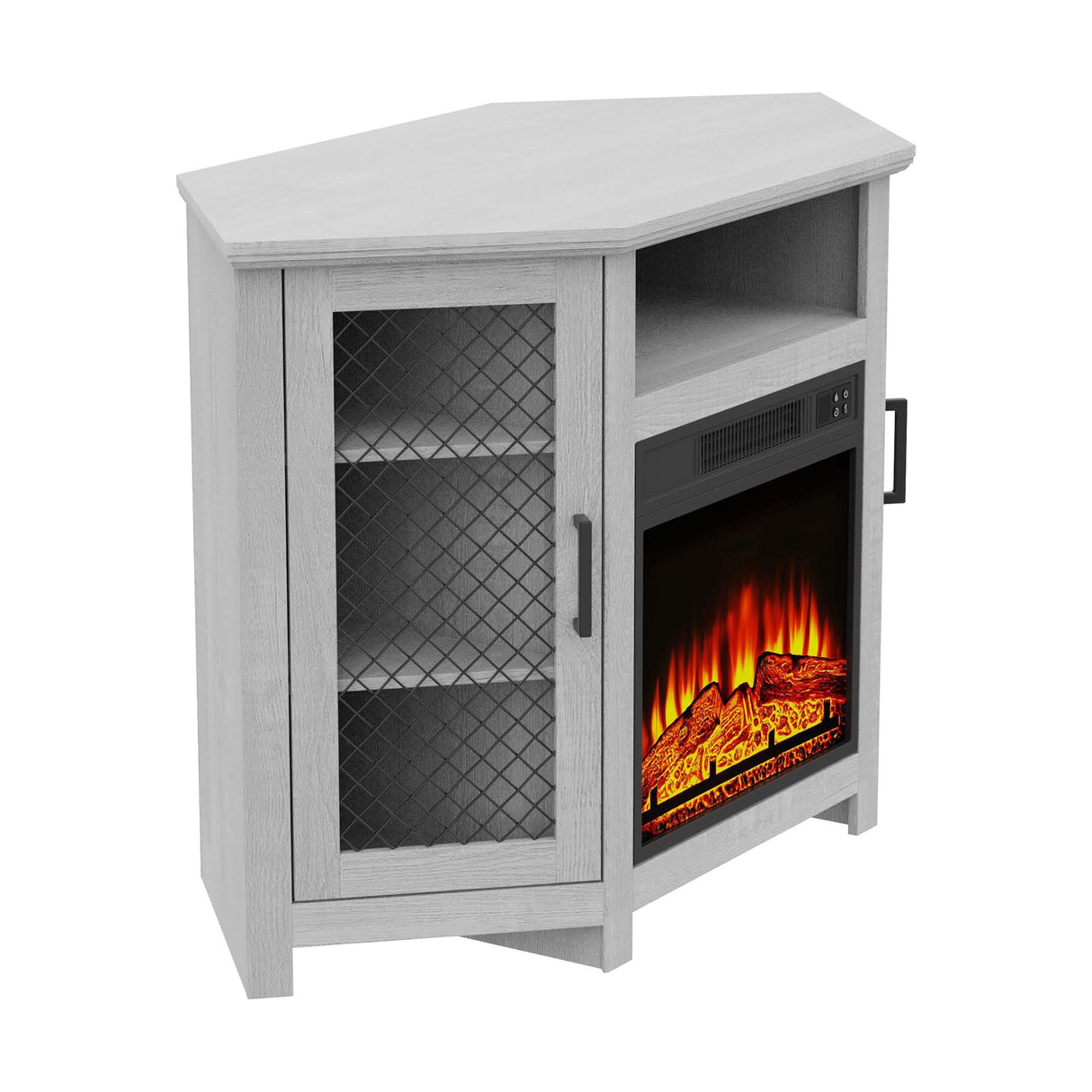 44.8" TV Stand Console with 18" Electric Fireplace and Shelves - N/A