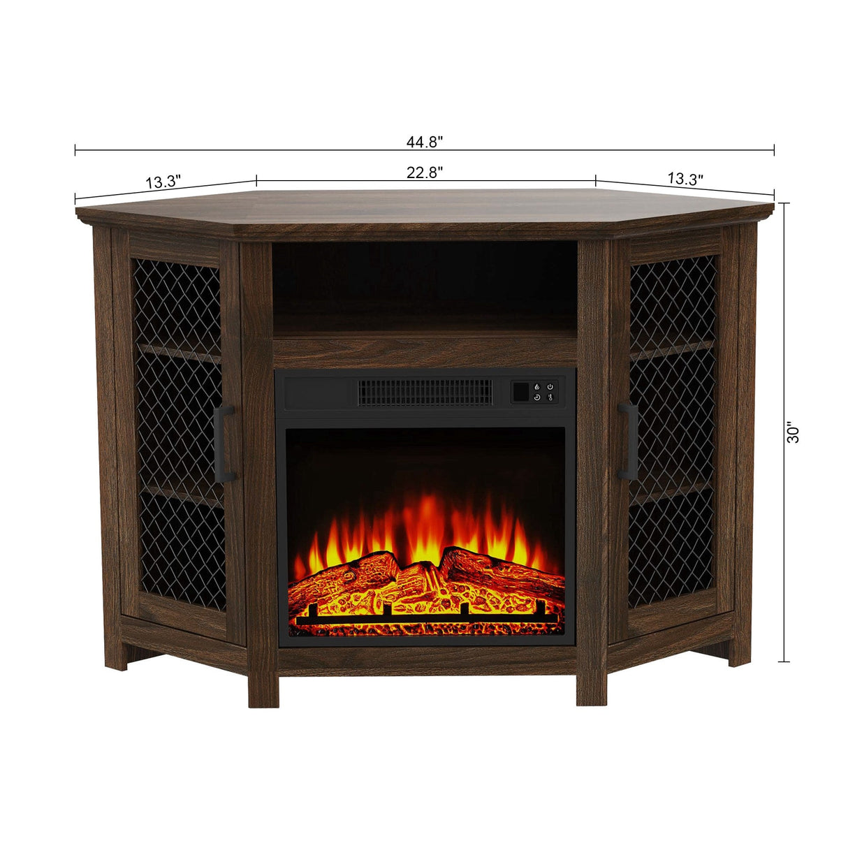 44.8" TV Stand Console with 18" Electric Fireplace and Shelves - N/A