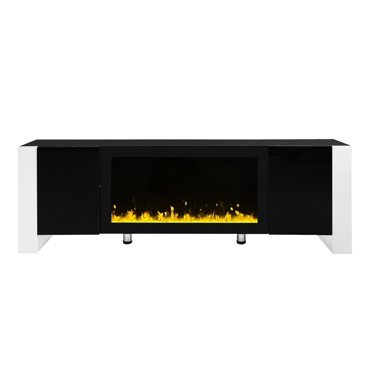 TV Stand with 34.2" Non-heating Electric Fireplace, Entertainment Center with Cabinets, Media Console for TVs up to 78"