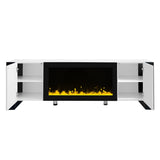 TV Stand with 34.2" Non-heating Electric Fireplace, Entertainment Center with Cabinets, Media Console for TVs up to 78"
