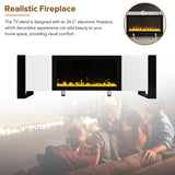 TV Stand with 34.2" Non-heating Electric Fireplace, Entertainment Center with Cabinets, Media Console for TVs up to 78"