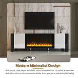 TV Stand with 34.2" Non-heating Electric Fireplace, Entertainment Center with Cabinets, Media Console for TVs up to 78"